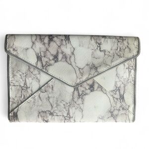 Rebecca Minkoff Leo Leather Marble Grey Envelope Clutch